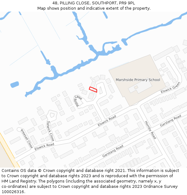 48, PILLING CLOSE, SOUTHPORT, PR9 9PL: Location map and indicative extent of plot