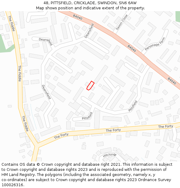 48, PITTSFIELD, CRICKLADE, SWINDON, SN6 6AW: Location map and indicative extent of plot