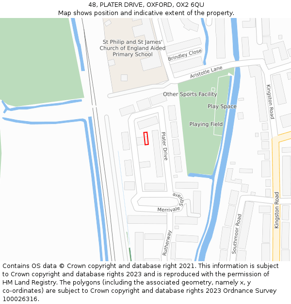 48, PLATER DRIVE, OXFORD, OX2 6QU: Location map and indicative extent of plot