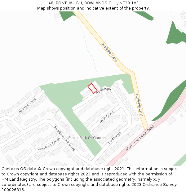 48, PONTHAUGH, ROWLANDS GILL, NE39 1AF: Location map and indicative extent of plot