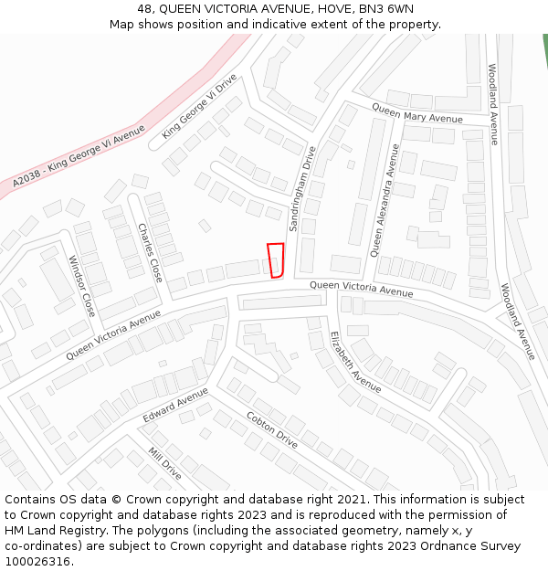 48, QUEEN VICTORIA AVENUE, HOVE, BN3 6WN: Location map and indicative extent of plot