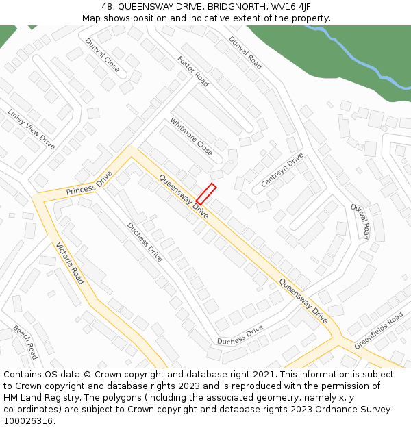 48, QUEENSWAY DRIVE, BRIDGNORTH, WV16 4JF: Location map and indicative extent of plot