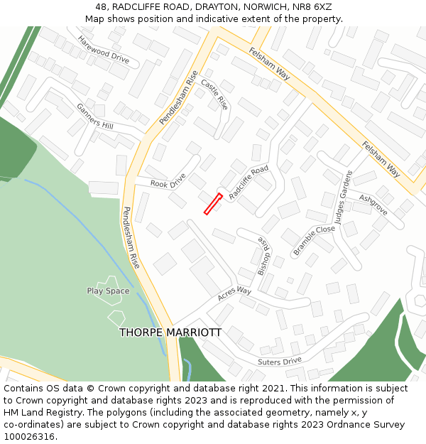 48, RADCLIFFE ROAD, DRAYTON, NORWICH, NR8 6XZ: Location map and indicative extent of plot