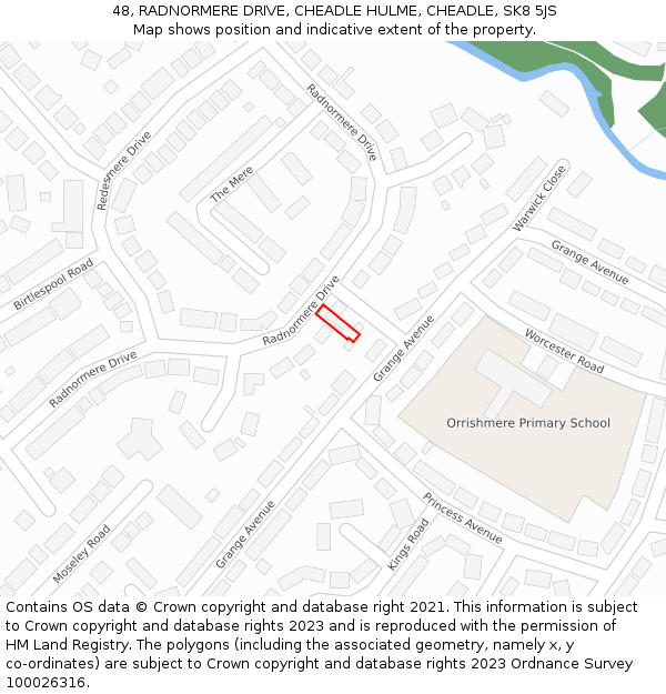 48, RADNORMERE DRIVE, CHEADLE HULME, CHEADLE, SK8 5JS: Location map and indicative extent of plot