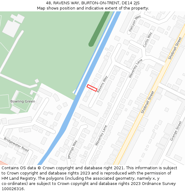 48, RAVENS WAY, BURTON-ON-TRENT, DE14 2JS: Location map and indicative extent of plot