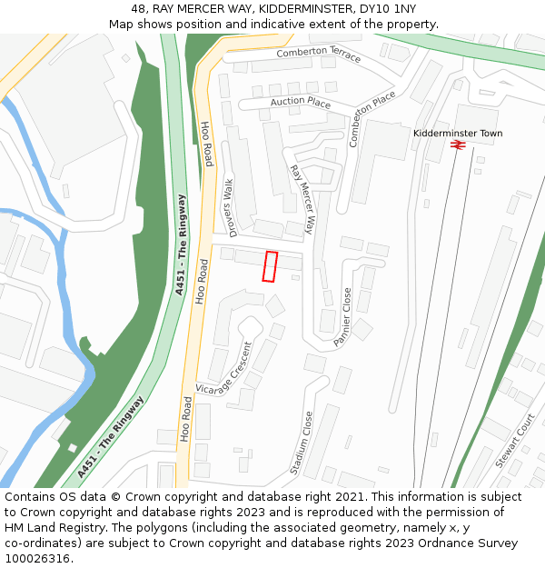 48, RAY MERCER WAY, KIDDERMINSTER, DY10 1NY: Location map and indicative extent of plot