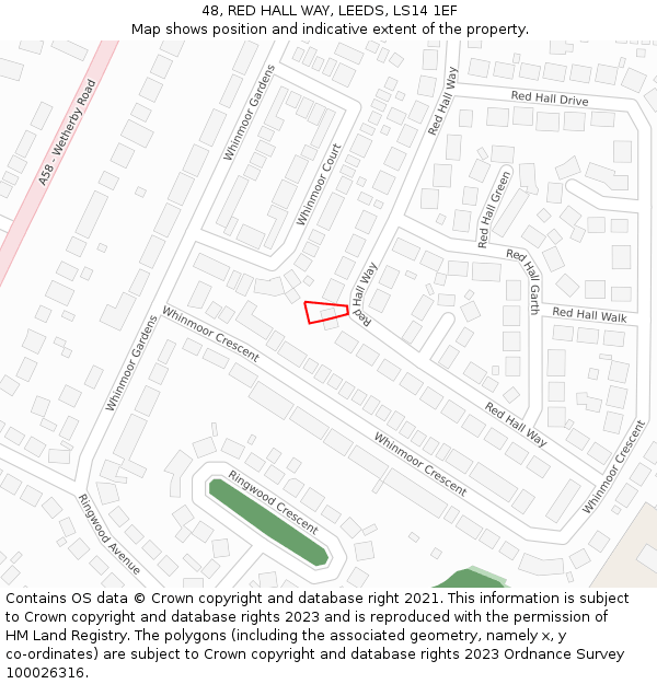 48, RED HALL WAY, LEEDS, LS14 1EF: Location map and indicative extent of plot