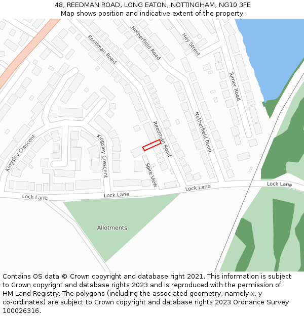 48, REEDMAN ROAD, LONG EATON, NOTTINGHAM, NG10 3FE: Location map and indicative extent of plot