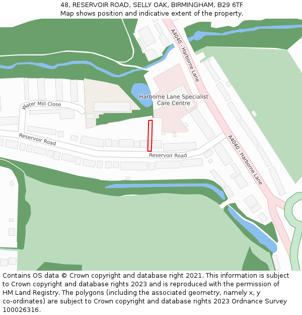 48, RESERVOIR ROAD, SELLY OAK, BIRMINGHAM, B29 6TF: Location map and indicative extent of plot