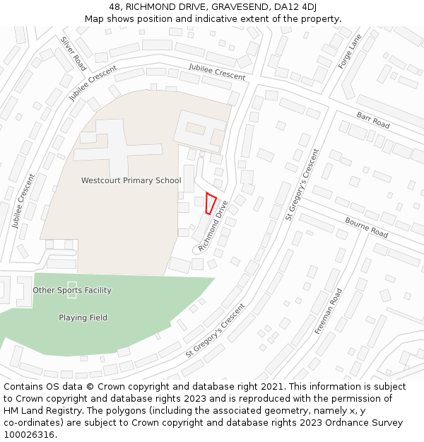 48, RICHMOND DRIVE, GRAVESEND, DA12 4DJ: Location map and indicative extent of plot