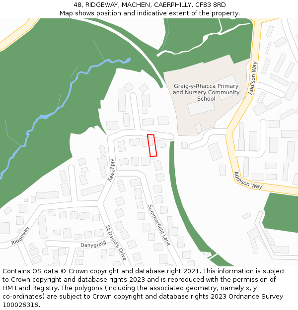 48, RIDGEWAY, MACHEN, CAERPHILLY, CF83 8RD: Location map and indicative extent of plot