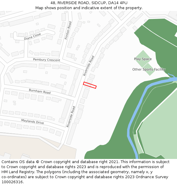 48, RIVERSIDE ROAD, SIDCUP, DA14 4PU: Location map and indicative extent of plot