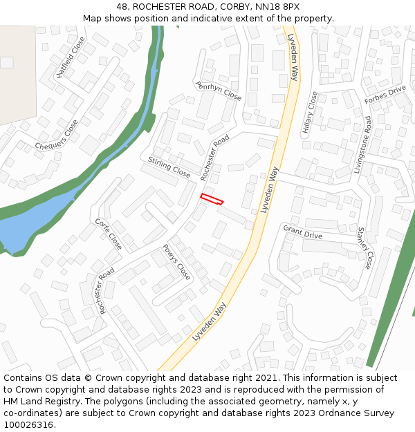 48, ROCHESTER ROAD, CORBY, NN18 8PX: Location map and indicative extent of plot