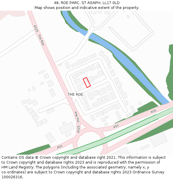 48, ROE PARC, ST ASAPH, LL17 0LD: Location map and indicative extent of plot