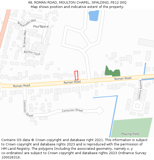 48, ROMAN ROAD, MOULTON CHAPEL, SPALDING, PE12 0XQ: Location map and indicative extent of plot