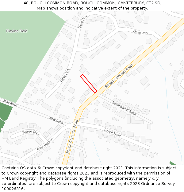 48, ROUGH COMMON ROAD, ROUGH COMMON, CANTERBURY, CT2 9DJ: Location map and indicative extent of plot