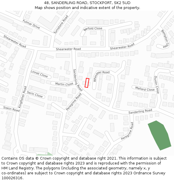 48, SANDERLING ROAD, STOCKPORT, SK2 5UD: Location map and indicative extent of plot