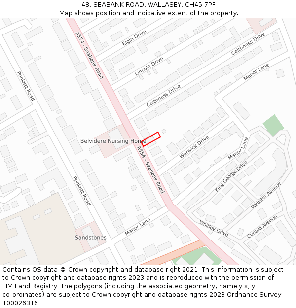 48, SEABANK ROAD, WALLASEY, CH45 7PF: Location map and indicative extent of plot