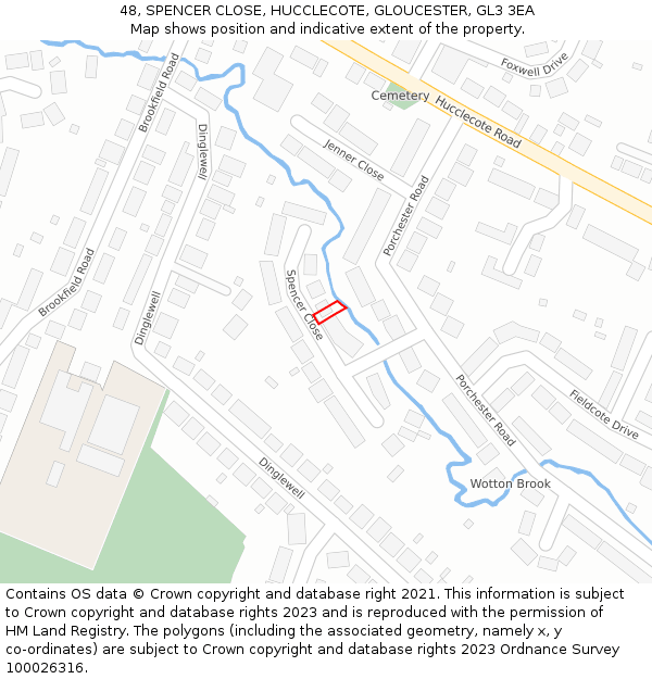 48, SPENCER CLOSE, HUCCLECOTE, GLOUCESTER, GL3 3EA: Location map and indicative extent of plot
