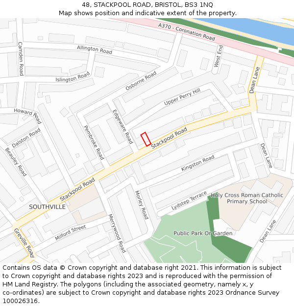 48, STACKPOOL ROAD, BRISTOL, BS3 1NQ: Location map and indicative extent of plot