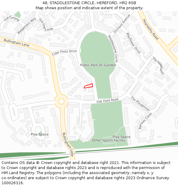 48, STADDLESTONE CIRCLE, HEREFORD, HR2 6SB: Location map and indicative extent of plot