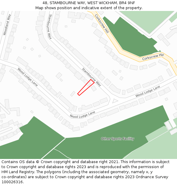 48, STAMBOURNE WAY, WEST WICKHAM, BR4 9NF: Location map and indicative extent of plot