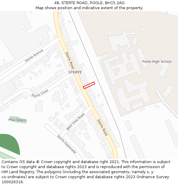 48, STERTE ROAD, POOLE, BH15 2AG: Location map and indicative extent of plot