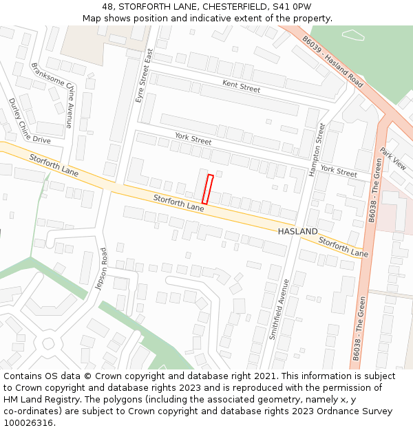 48, STORFORTH LANE, CHESTERFIELD, S41 0PW: Location map and indicative extent of plot