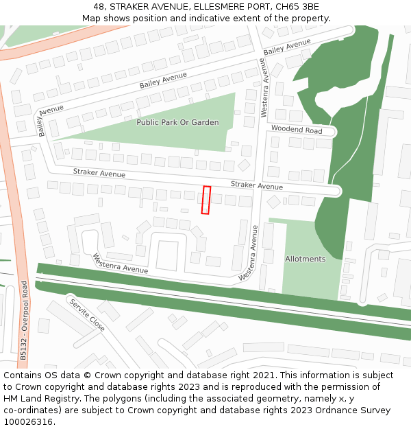 48, STRAKER AVENUE, ELLESMERE PORT, CH65 3BE: Location map and indicative extent of plot