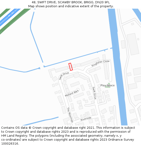 48, SWIFT DRIVE, SCAWBY BROOK, BRIGG, DN20 9FL: Location map and indicative extent of plot