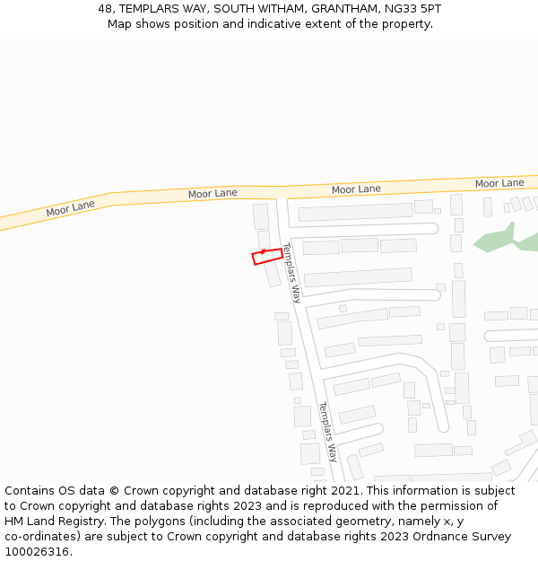 48, TEMPLARS WAY, SOUTH WITHAM, GRANTHAM, NG33 5PT: Location map and indicative extent of plot