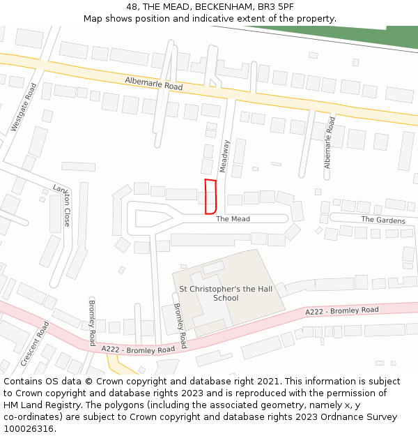 48, THE MEAD, BECKENHAM, BR3 5PF: Location map and indicative extent of plot