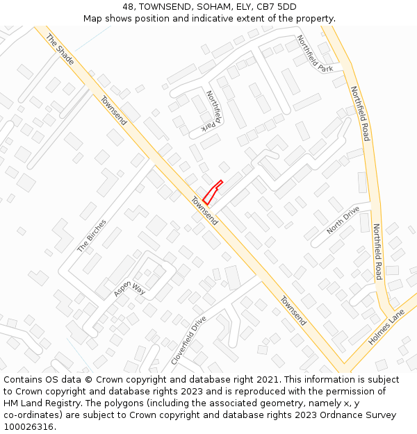 48, TOWNSEND, SOHAM, ELY, CB7 5DD: Location map and indicative extent of plot