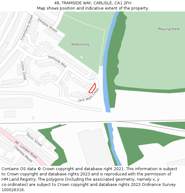 48, TRAMSIDE WAY, CARLISLE, CA1 2FH: Location map and indicative extent of plot