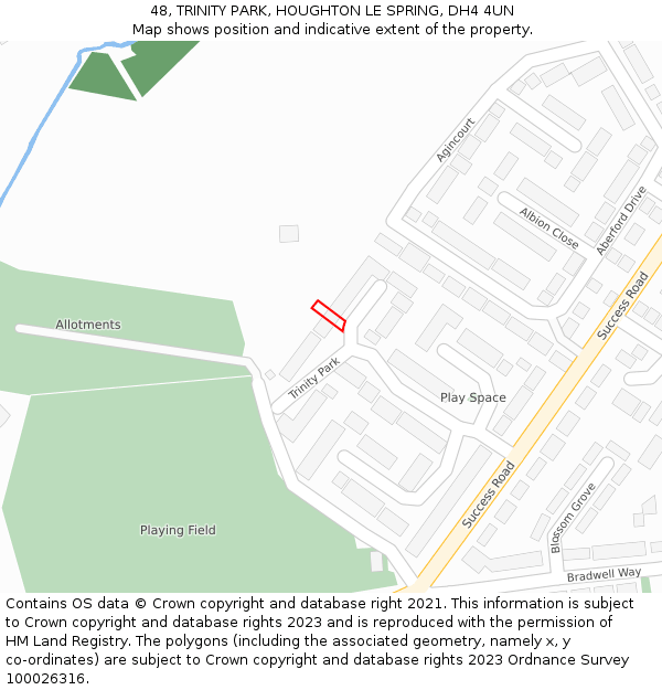 48, TRINITY PARK, HOUGHTON LE SPRING, DH4 4UN: Location map and indicative extent of plot