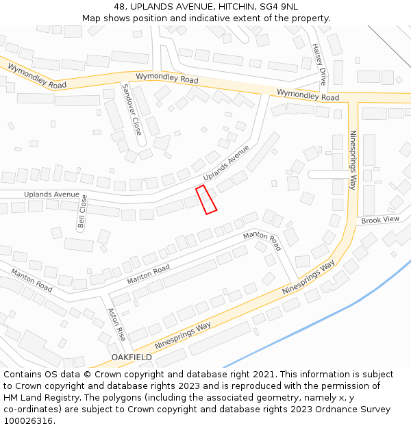 48, UPLANDS AVENUE, HITCHIN, SG4 9NL: Location map and indicative extent of plot