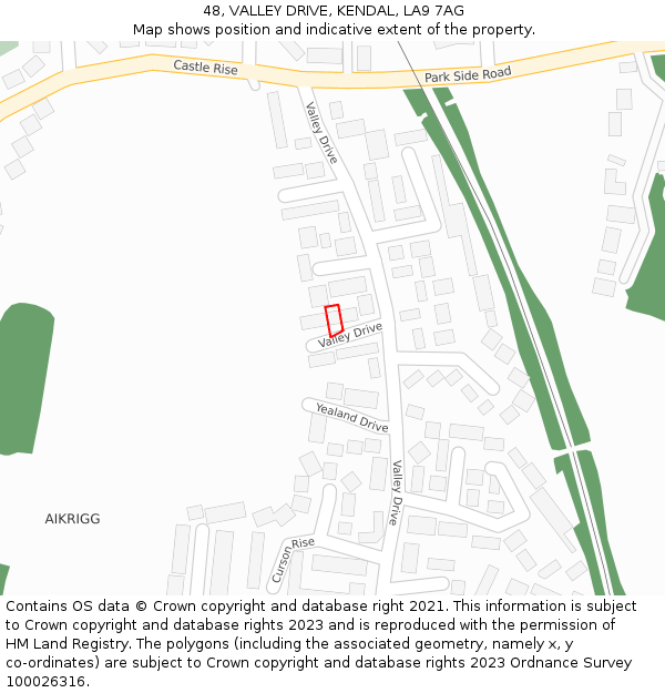 48, VALLEY DRIVE, KENDAL, LA9 7AG: Location map and indicative extent of plot