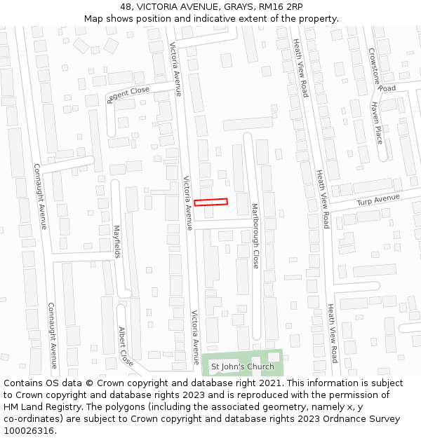 48, VICTORIA AVENUE, GRAYS, RM16 2RP: Location map and indicative extent of plot