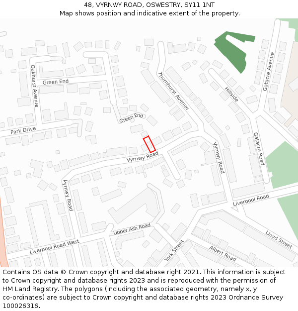 48, VYRNWY ROAD, OSWESTRY, SY11 1NT: Location map and indicative extent of plot