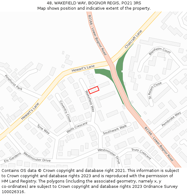 48, WAKEFIELD WAY, BOGNOR REGIS, PO21 3RS: Location map and indicative extent of plot