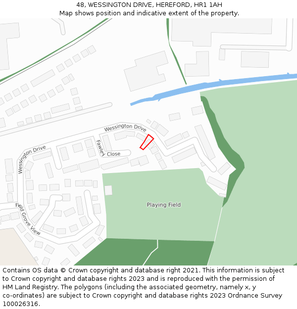 48, WESSINGTON DRIVE, HEREFORD, HR1 1AH: Location map and indicative extent of plot