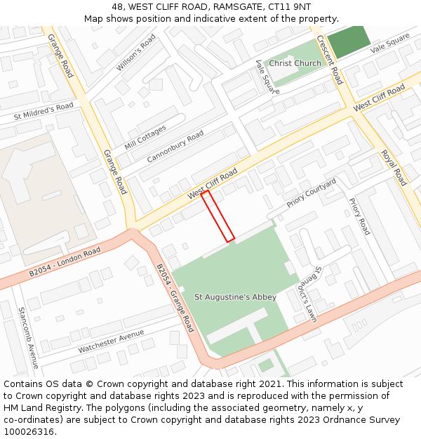 48, WEST CLIFF ROAD, RAMSGATE, CT11 9NT: Location map and indicative extent of plot