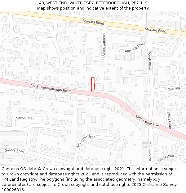 48, WEST END, WHITTLESEY, PETERBOROUGH, PE7 1LS: Location map and indicative extent of plot