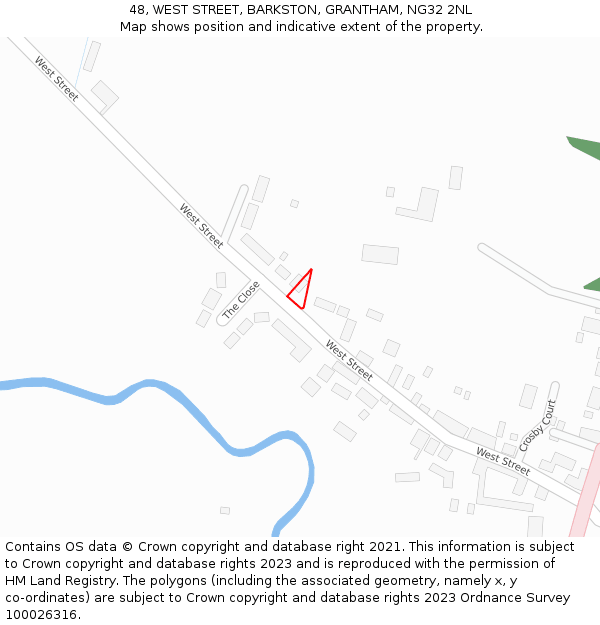 48, WEST STREET, BARKSTON, GRANTHAM, NG32 2NL: Location map and indicative extent of plot