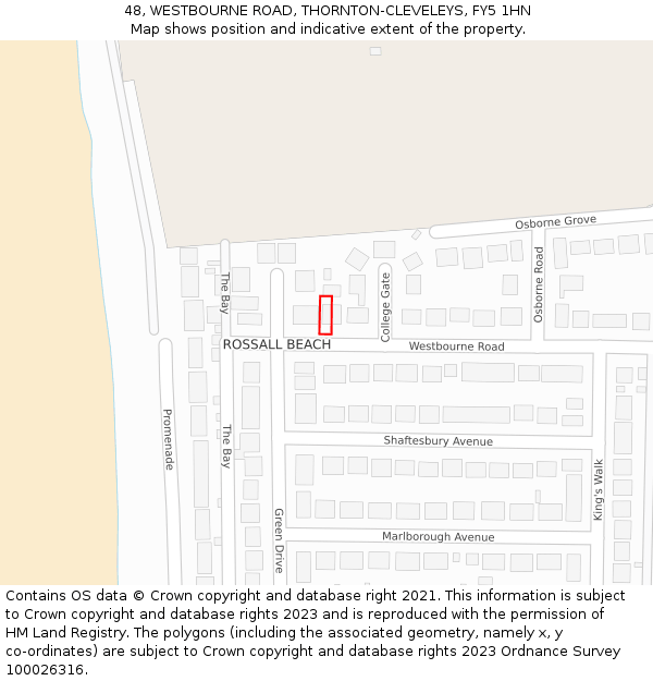 48, WESTBOURNE ROAD, THORNTON-CLEVELEYS, FY5 1HN: Location map and indicative extent of plot