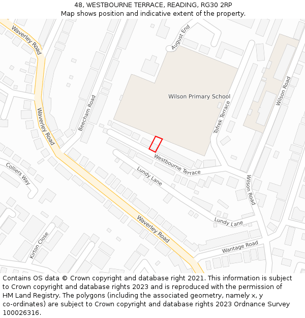 48, WESTBOURNE TERRACE, READING, RG30 2RP: Location map and indicative extent of plot