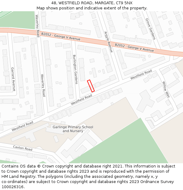 48, WESTFIELD ROAD, MARGATE, CT9 5NX: Location map and indicative extent of plot