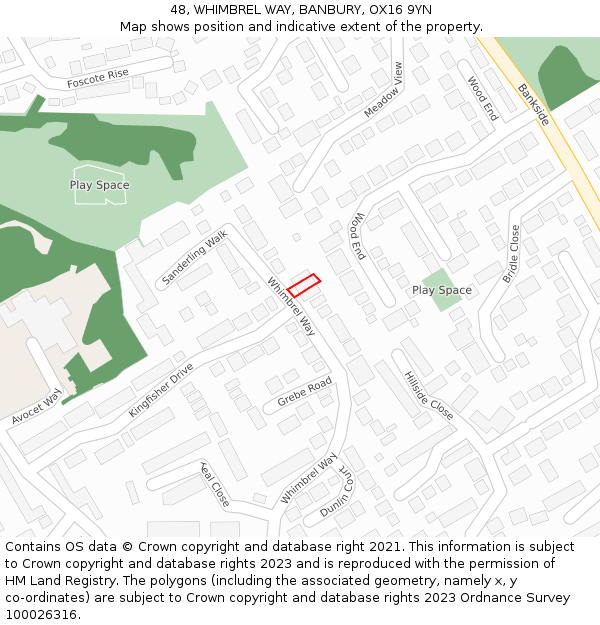 48, WHIMBREL WAY, BANBURY, OX16 9YN: Location map and indicative extent of plot