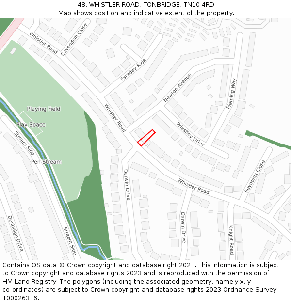 48, WHISTLER ROAD, TONBRIDGE, TN10 4RD: Location map and indicative extent of plot