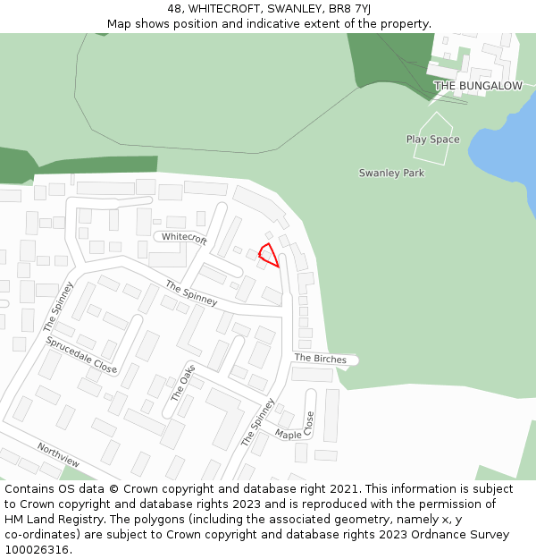 48, WHITECROFT, SWANLEY, BR8 7YJ: Location map and indicative extent of plot